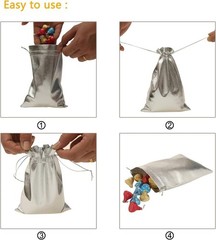 100 Pack Silver 5×7 Heavy-Duty Organza Drawstring Bags for Elegant Gifting