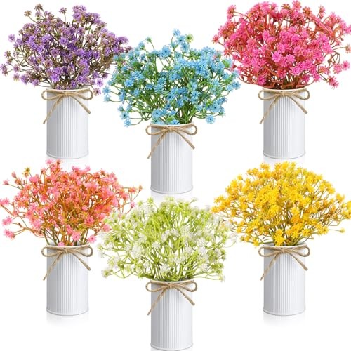 6 Set Babys Breath Artificial Flowers Centerpieces for Tables Gypsophila Faux