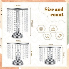 Bokon 6 Pcs Crystal Cake Stand Round Dessert Cupcake Holder Metal Stand Table