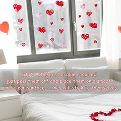 4 Sheets 100Pcs Hearts-Shape Valentine’s Day Window Clings for Valentine’s