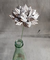 Handmade Paper Flower on stem (Gray Pattern No.2) for Wedding, St. Valentine’s