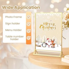 Gold Frames 8X10 Acrylic Sign Holder Double-Sided Picture 8X10-6 Pack-Gold