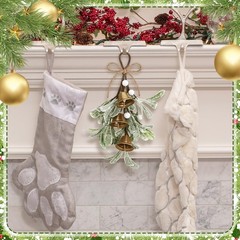 Tigeen Christmas Mistletoe Kiss Decor with Metal Bells and Bow Knots 8.6 Inch…