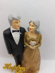 Vintage 80s Coast Novelty Cake Topper Anniversary Gold Dress 4.25″