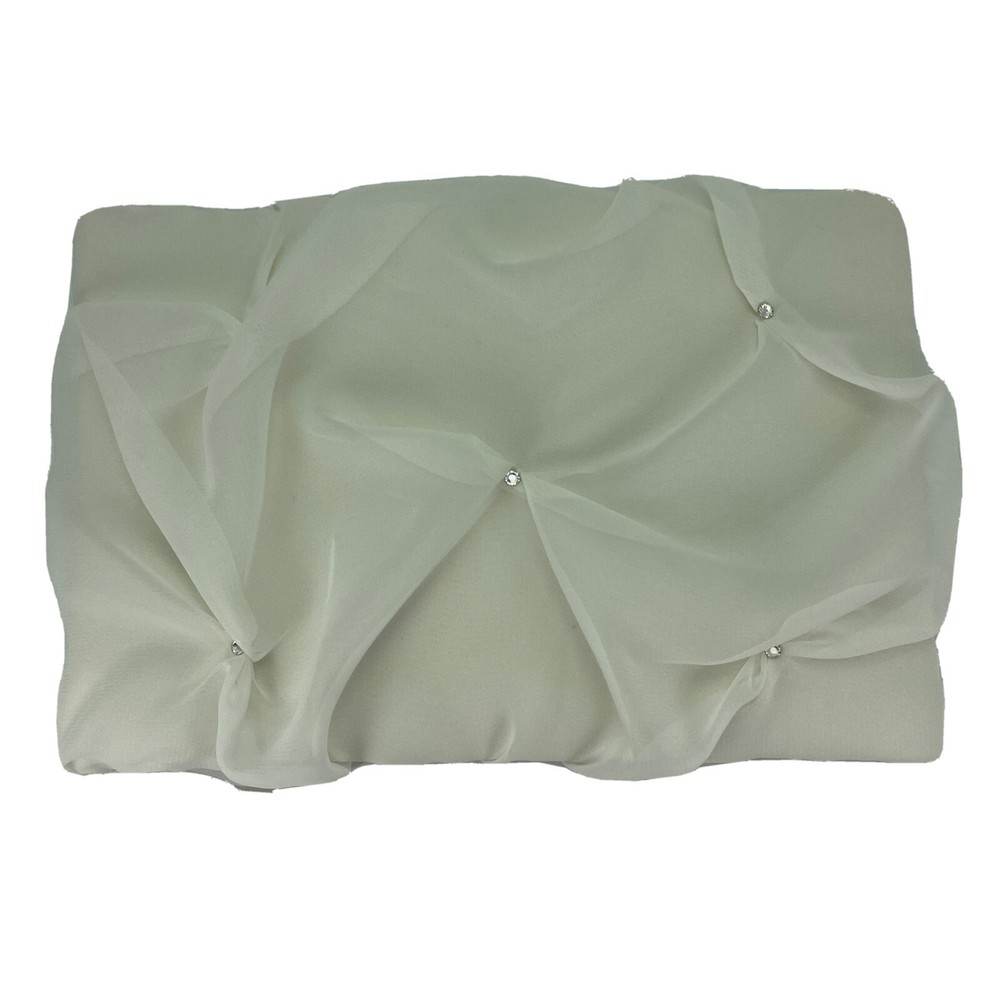 Cathys Concepts White Chiffon Wedding Guest Book Swarovski Crystal Accents