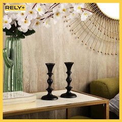 Black Candle Holders Set of 2 – Decorative Taper Candles for Matte