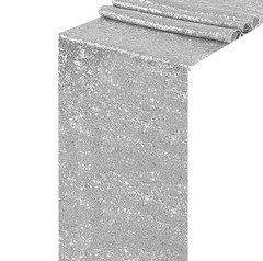 Silver Sequin Table Runner 1Pack 12 x 108 inch Long 12×108 inch Silver 1pack
