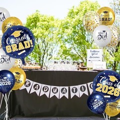 Graduation Balloons Graduation Decorations 2026, 51Pcs Grad Navy Blue and Gold