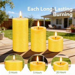 Citronella Candles Outdoor – Set of 6 Pillar 2″ x 4″, Yellow