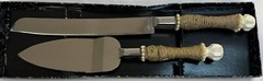 Studio His & Hers Wedding Cake Serving Utensil Set Stainless Steel w/Pearls NEW!