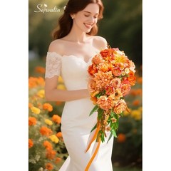 Silk Flower Bouquet Wedding Elegant Bridal & Bridesmaid Arrangement Faux Roses