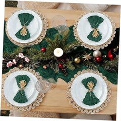 Cheesecloth Table Runner 13 Ft and 13Ft Table Runner + 12 Napkins Emerald Green