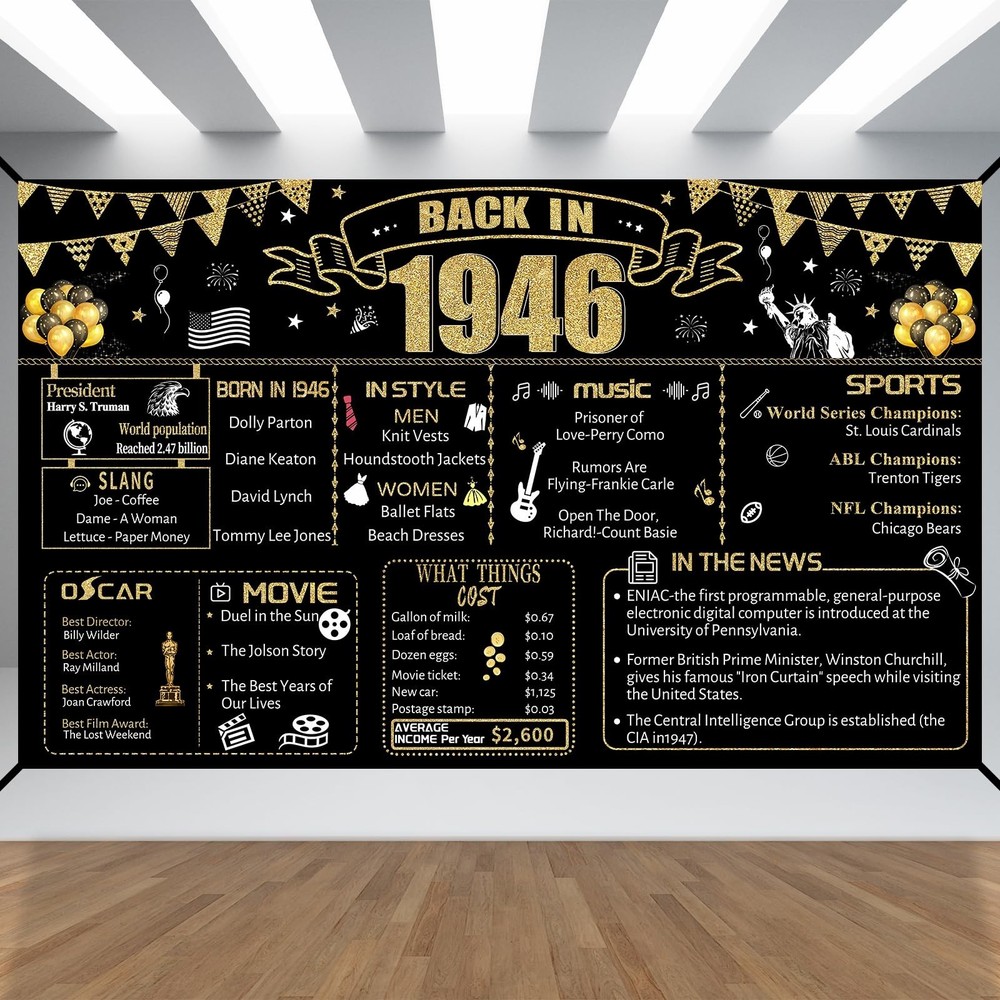 80th Decorative Cloth for Women or Men, Birthday Banner With Holes, Built-in …