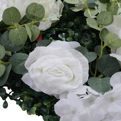 6 × Artificial Silk Flower Wall Panels 24 × 16 In White & Green Floral Backdrop