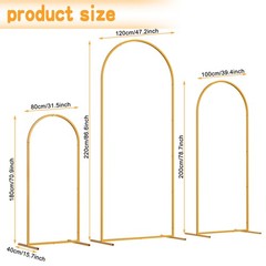 Gold Wedding Arch Backdrop Stand 3 Pcs Set Outdoor Garden Ceremony Decoration