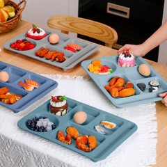 Pinkunn 12 Pcs 14 Large Divided Plates Unbreakable Wheat Straw Lunch Trays 6