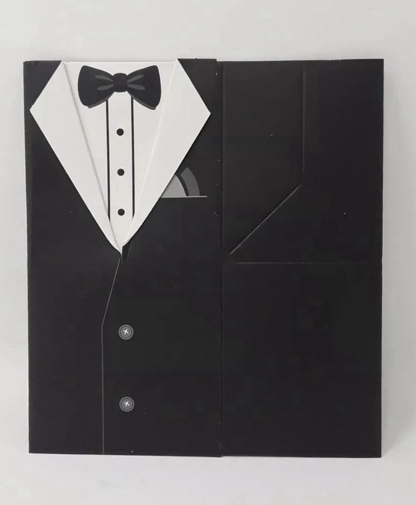 Details Accessories Wedding Favor Boxes Groom Tuxedo Suit Black White Pkg of 10