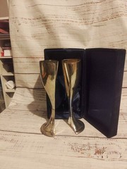 THINGS REMEMBERED SILVER PLATED WEDDING TOASTING GOBLETS ORIGINAL VELVET CASE