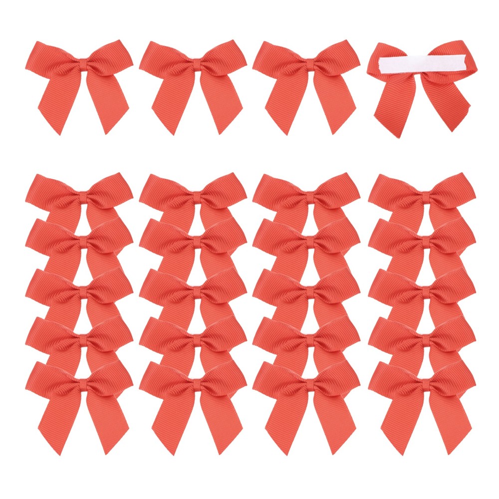 24Pcs Mini Grosgrain Ribbon Bow 2″ Self Adhesive Flower Bows Red