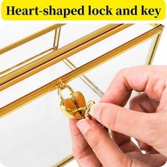 Cedilis Glass Wedding Card Slot And Lock 10 X 7.9 X 5.5 Inches Gold Clear