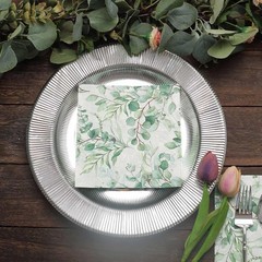 20 White 13×13 in Dinner Paper Napkins 13″ x (Set of 20), Green and