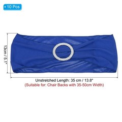10Pcs 14″x5″ Stretch Chair Sashes Bows Chair Bands Sash with Buckle Blue