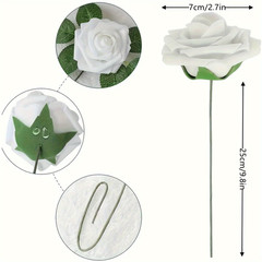 25-Pack Artificial Rose Flowers for Wedding and Engagement, Realistic Foam Roses