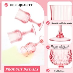 6 Pcs 7 oz Plastic Vintage Wine Glasses Reusable Colored Goblets Patterned Drink