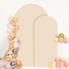 FANPROMS Beige Spandex Arch Cover Set of 2 Arch Covers Stretchy Backdrop Chia…