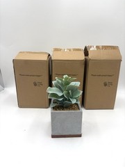 Seirai Living Co. Green (Qty 3), 8″ Artificial Faux Succulent Plants Pots, NIB
