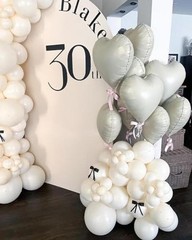 White Heart Balloons,10Pcs Foil Heart Shaped Balloons,18Inch Beige Cream White