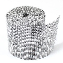 4.75″x10 Yards Silver DIAMOND MESH WRAP ROLL SPARKLE RHINESTONE Crystal Ribbon