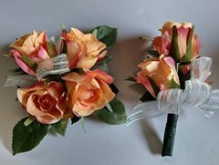 Hand Made wrist Corsage and boutonniere Set
