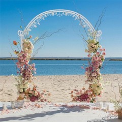 7.87 ft Tall White Metal Wedding Arch – Floral Backdrop Stand for Ceremony Party