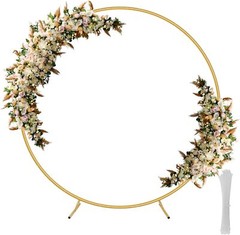 6.6FT Round Backdrop Stand Golden Circle Balloon Arch Wedding Ring Arch Stand