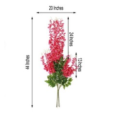 FUCHSIA 44″ tall Silk Wisteria Flowers Hanging Vine Bush Wedding Centerpieces