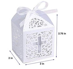 50Pcs Baptism Christening Favor Boxes Candy Boxes Bag Gift Box Baby white