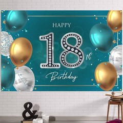 HAMIGAR 6x4ft Happy 18th Birthday Banner Backdrop – 18 Years Old Birthday Dec…
