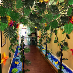 1 Set Vbs 2026 Jungle Party Decoration 10 X 13 Ft Netting with Tropical Rainfore