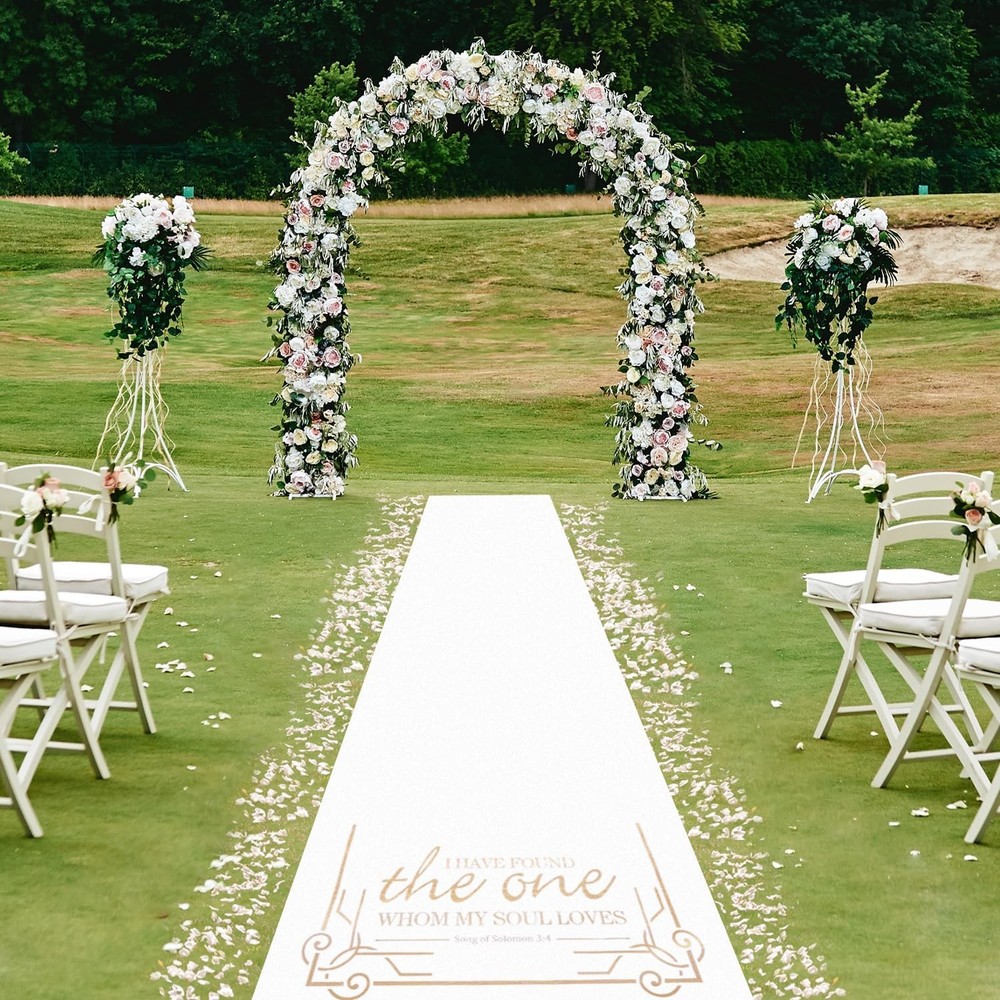 Thickened Aisle Runner, Gold, 4×100 Feet | White Walkway, Indoor Outdoor Use,…