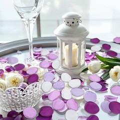 200Pcs Purple White Rose Petals for Wedding Lavender Purple Silk Petals