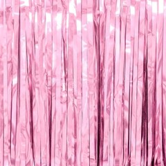 Streamers Tinsel Backdrop Curtain 8.2ft Foil Fringe Curtain for Baby 3pcs Pink