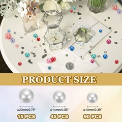 150 Pcs Pearl Bead for Vase Filler, 20/14/10mm Floating Beads(White)
