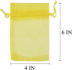 4×6 Inch Organza Gift Bags with Drawstring for Jewelry,Candy,Set of 100 Yellow F