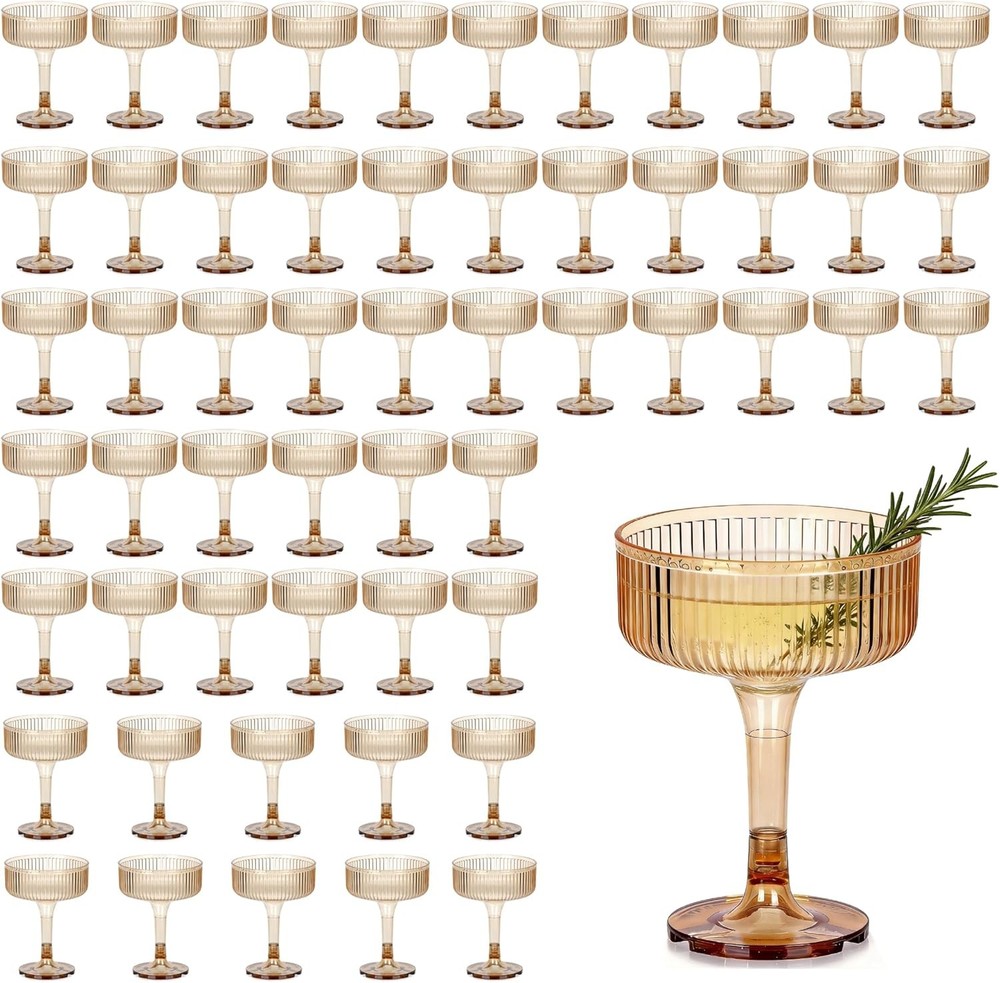20 Pcs 7oz Plastic Champagne Glasses Unbreakable Plastic Martini Glasses Flutes