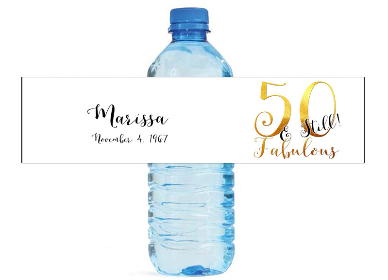 100 Count 50 and Still Fabulous Birthday water bottle labels Golden 50 …
