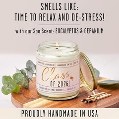 Graduation Gift for Her Class of 2026″ Soy Candle, w/Eucalypus 9 Ounce, Amber