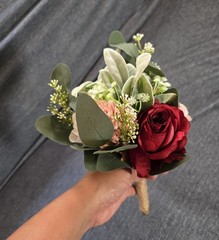 Artificial Wedding Rose & Eucalyptus Bouquet Bunch Red Blush Pink Green White