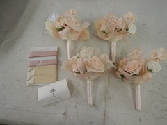 Ling’s Moment Artificial Flowers Pink Bridesmaid Bouquet Set of 4, Blush 7″