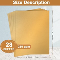 Silunkia 28 Sheets Gold Shimmer Cardstock 8.5 x 11 Glossy Paper, 250gsm/92lb …